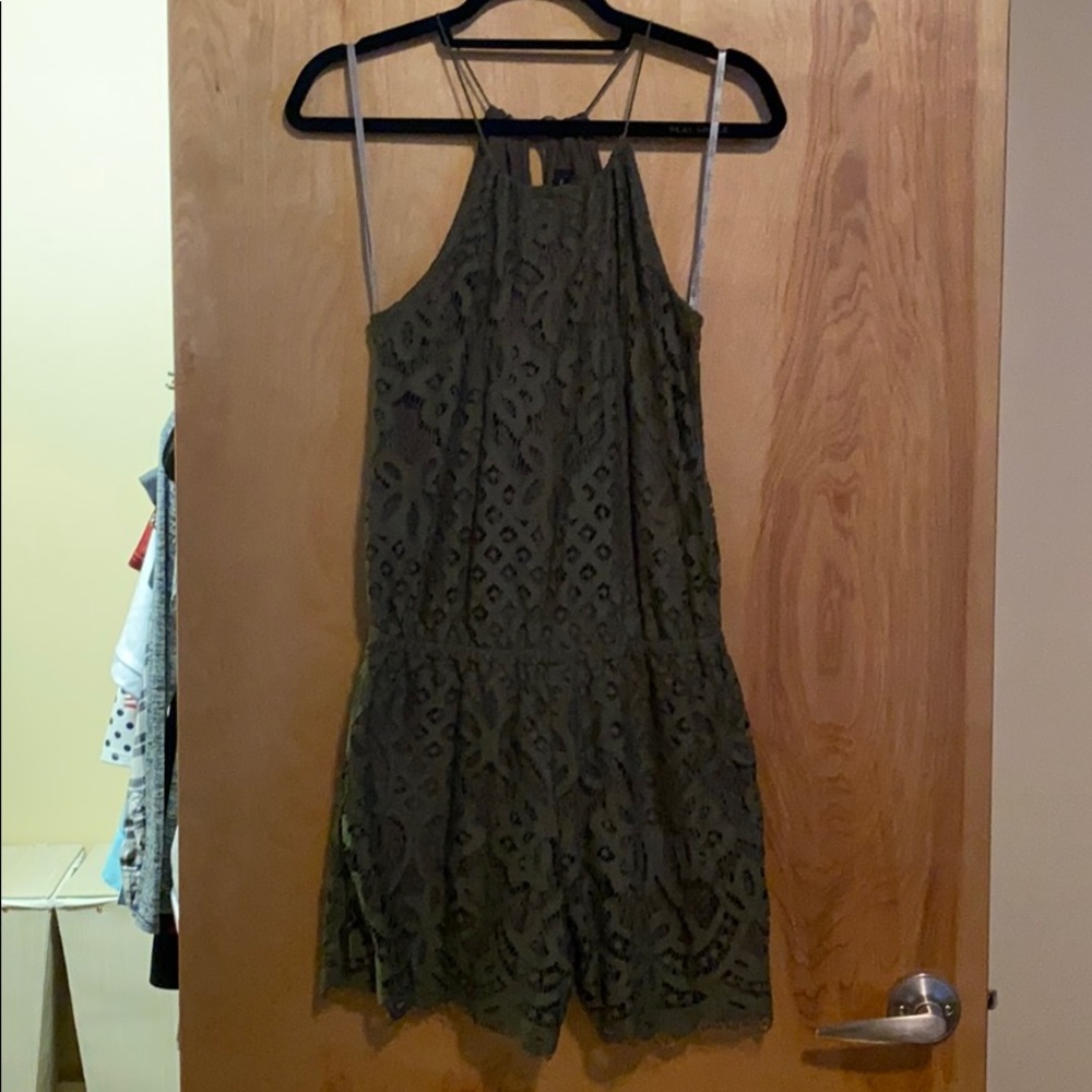 Green lace romper